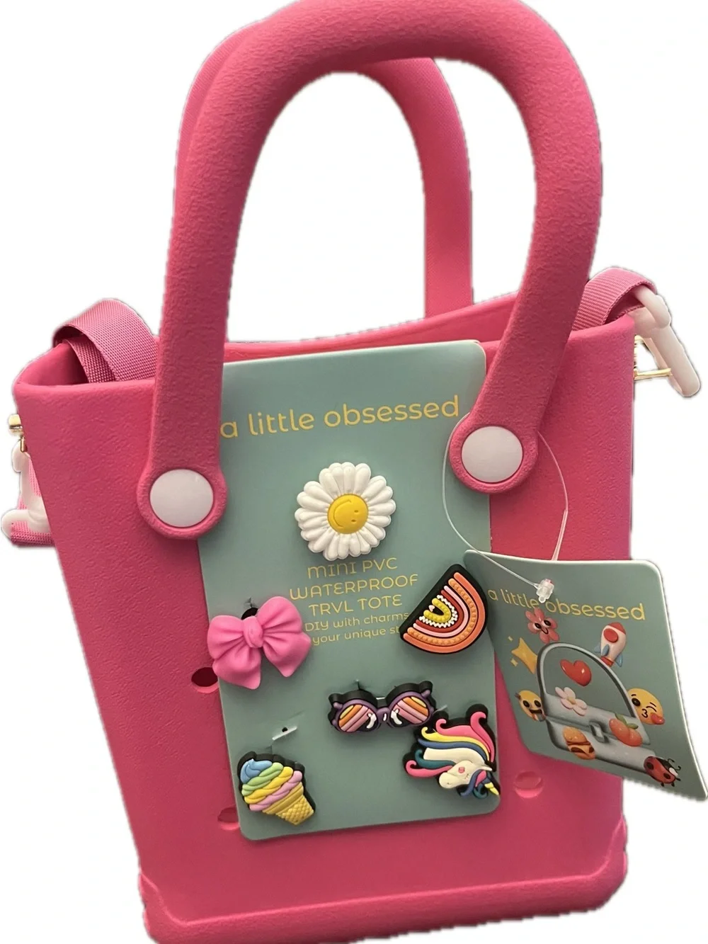 Pink Kids Mini Tote Bag with Removable Charms